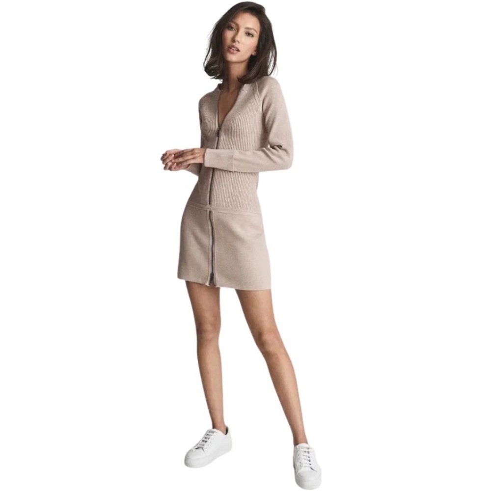 Reiss Ashleigh Long Sleeve Ribbed Sweater Dress